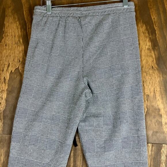 Zara Basic Womens Pants Black White Plaid Pull On Drawstring Pockets Small - Picture 9 of 10